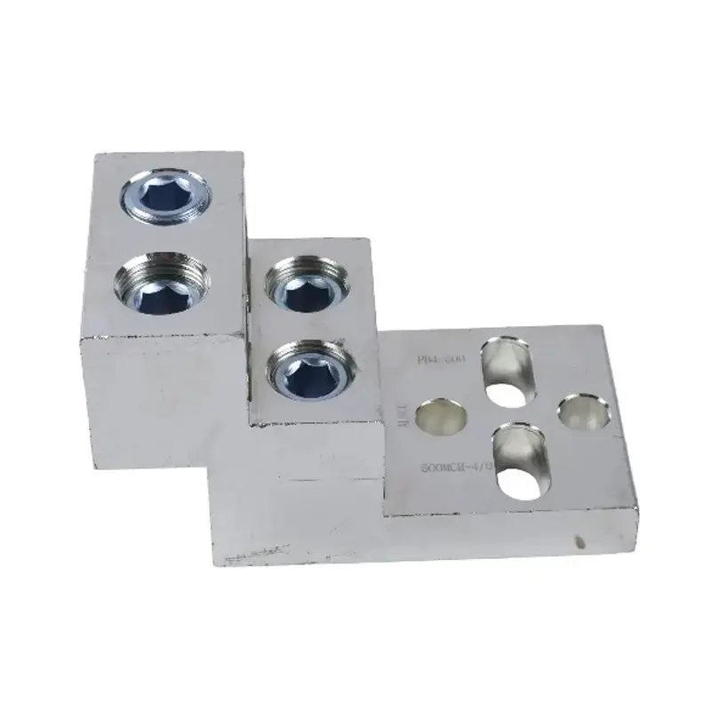 FridayParts Aftermarket Brumall 600T-4 Aluminum Mechanical Lug, 600MCM-2, 4 Barrel, Electro-Tinned, 2-Hole (2 Holes), Inches Compatible, Two Holes