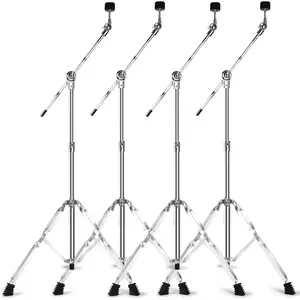 Boom Cymbal Stand, Adjustable Cymbal Stand for Drum Hardware Percussion Mount Holder Gear Set for Mounting Crash, Ride, Splash Cymbals, Double Braced  with Rubber  (4 Pack)