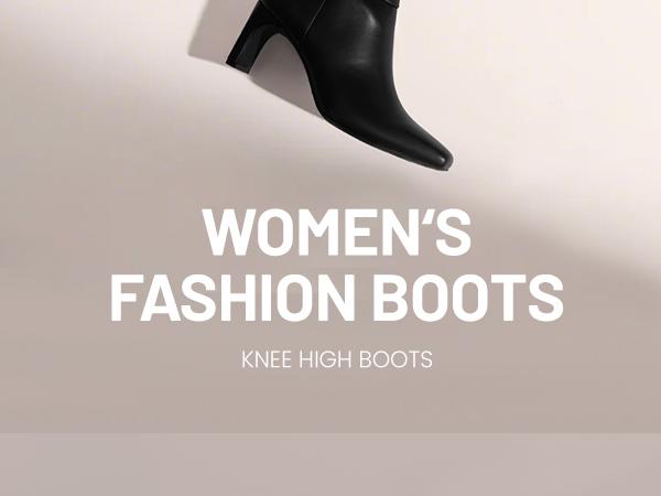 Athlefit Knee High Boots for Women Square Toe Chunky Heeled Tall Boots with Side Zipper