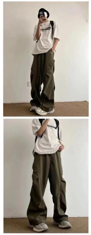 Kyn Apparel  Parachute Cargo Pants Men Hip Hop Wide Leg Trousers Male Quick Drying Hip Hop