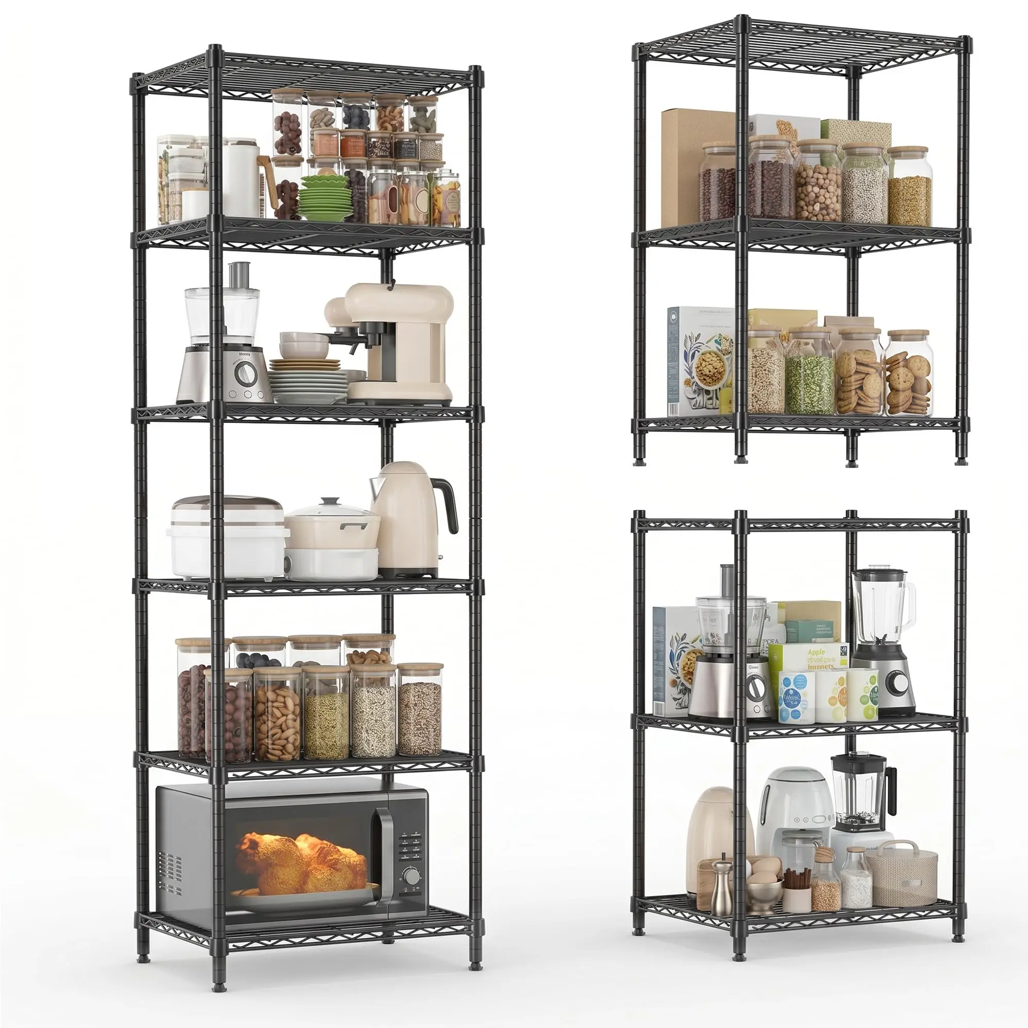 Heavy-Duty Adjustable Wire Shelving Unit, 73.2" 6-Tier Steel Storage Rack, 1200 lb Capacity for Garage & Pantry Organization