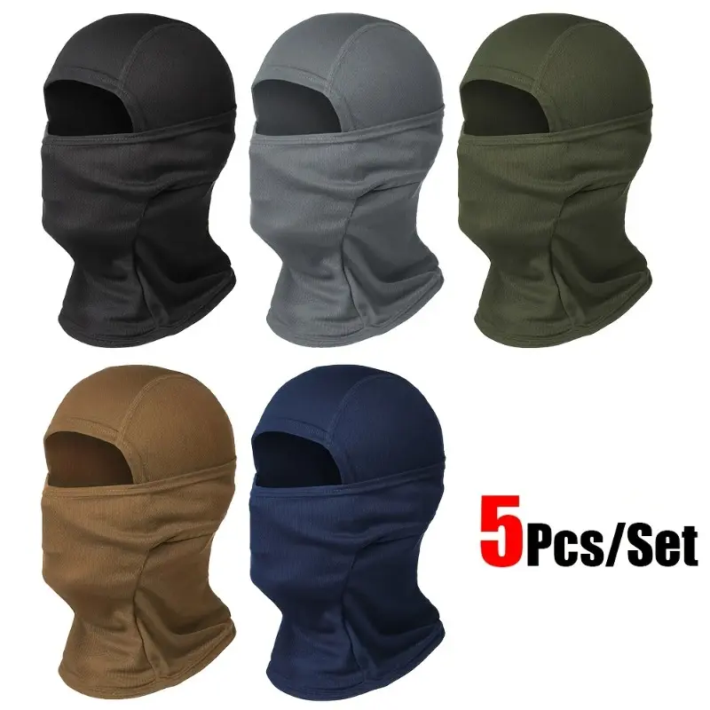 5pcs/set Unisex Breathable Sun Protection Balaclava Mask Suitable for Outdoor Sports, Running, Hiking, Fishing, Skiing, Cycling, Multifunctional Headscarf, Neck Warmer, Bicycle and Motorcycle Helmet Liner