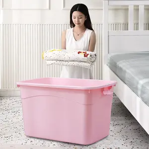 Thickened plastic storage box with wheels, clothing storage box, portable quilt storage box, extra-large toy organizer storage box
