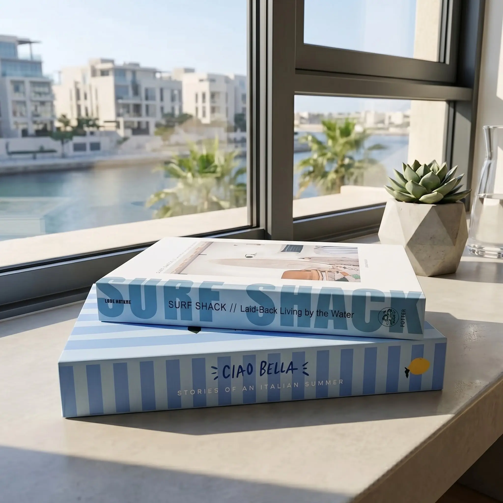 2pcs Beach Vacation Style Home Decor Fake Books, Coffee Table and Bookshelf Décor, Elegant Look, Room Accent, Entryway Desktop Decoration, Decorative