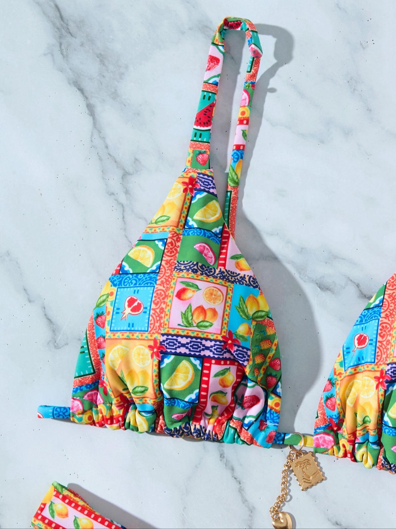 Two-piece Set Women's All Over Print Bikini Set, Casual Fashion Chic Swim Top & Swim Bottom Set for Beach Holiday Vacation, Ladies Swimwear for All Seasons, Flower Print Bikini, Bikinis Set, Floral Print Swimsuit, Swimsuit Set