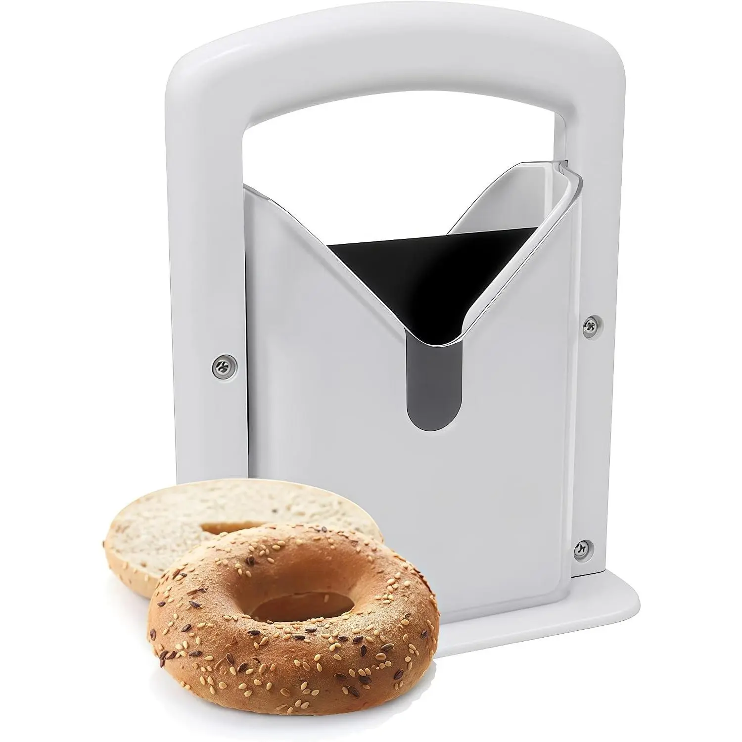 Bagel Slicer, Perfect for Bagels,Bagel Cutter Stainless Steel White, 6.8x3.7x8.8inches