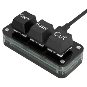 Mini One Handed Macro Keypad 3 Keys Programmable Shortcut Keyboard for Gaming Streaming Editing Copy Paste Cut Productivity Tool