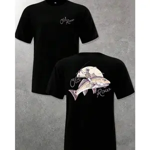 180gMen's Casual Crewneck Old Row T - Shirt - Cowboy Fishing On Bass Graphic, 220g Soft Cotton Summer Tee