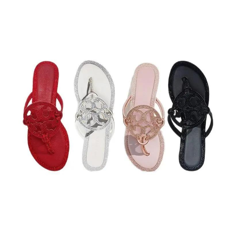 Women's Sparkling Rhinestone Cutout Flip Flops, Summer Beach Slide Sandals for Casual & Vacation Wear Women's Sparkling Rhinestone Cutout Flip Flops, Summer Beach Slide Sandals for Casual & Vacation Wear