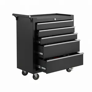 5-Drawer Rolling Tool Storage Cabinet On Wheels, Heavy Duty Metal Tool Box Organizer with Locking Mechanism, Rolling Tool Chest for Warehouse, Repair Shop, Home, Black