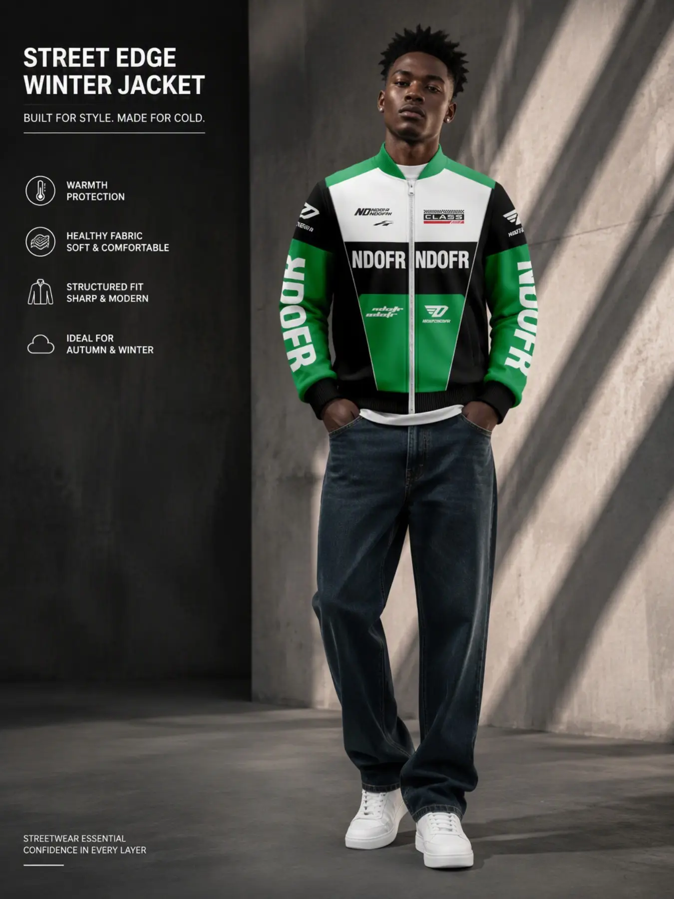 Men's Patchwork Motorcycle Racing Full Zip Baseball Jacket, Retro Racing Team Print, Windproof Streetwear Fall Winter Outerwear