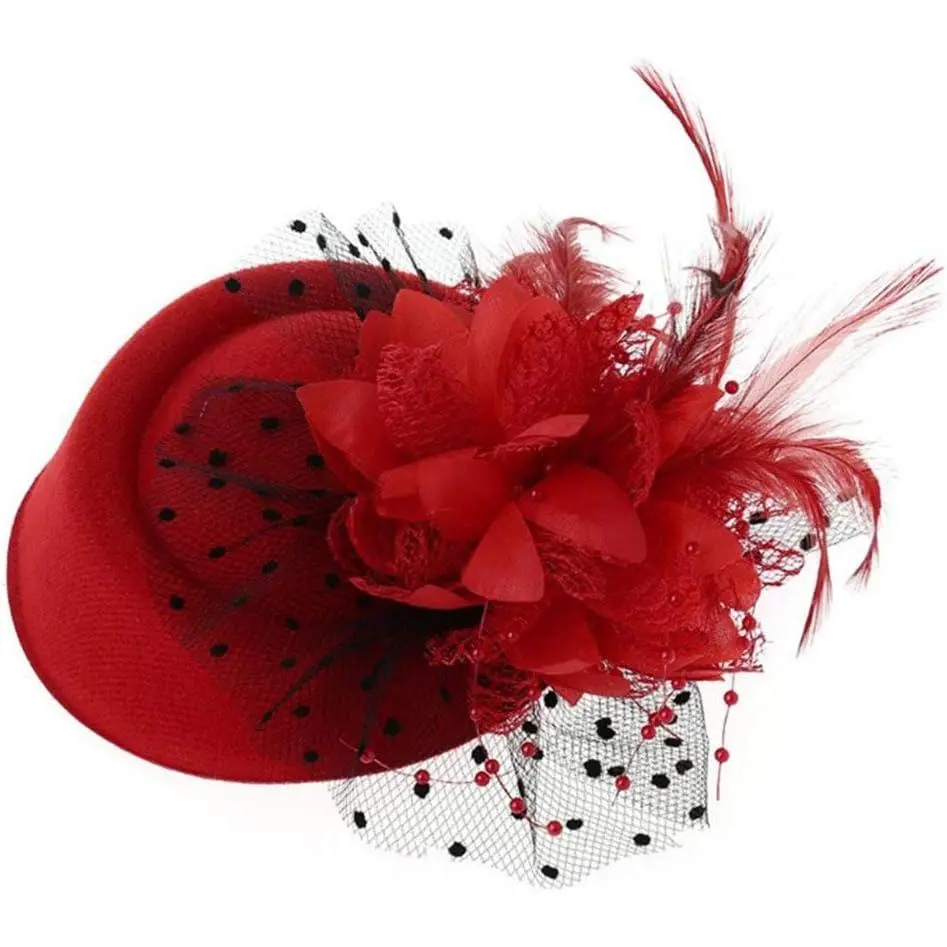 Fascinators Hats Women Flower  Church Pillbox Hat  Funeral Dress Hats 50s Fancy Hats for  Party