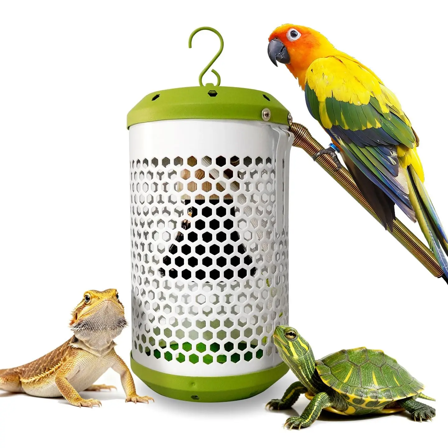 Multi-Pet Ceramic Heat Lamp｜50W Lightless Thermostatic Bird Cage Heater｜Protective Guard Design｜Suitable for Parrots, Budgies, Cockatiels, Lizards, Snakes & Other Pets｜Winter Warming Equipment