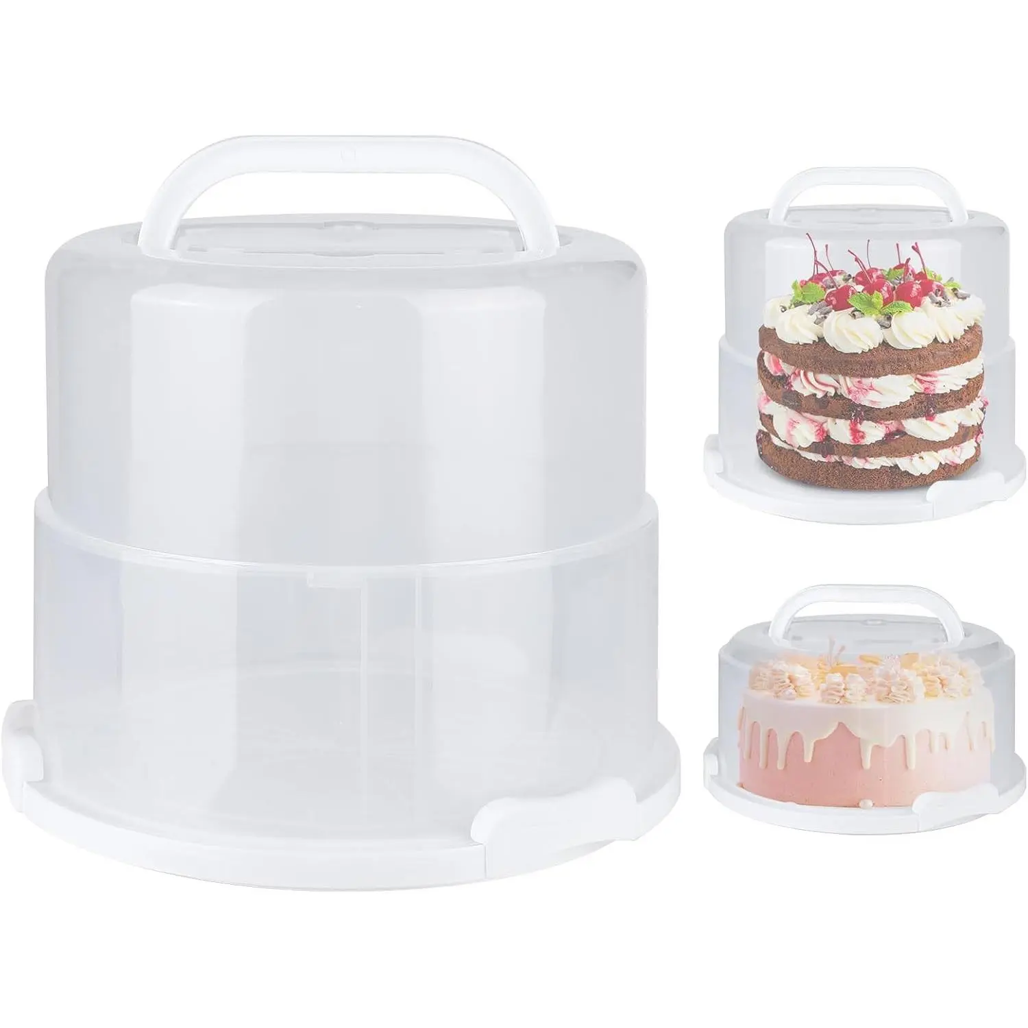 Foldable Cake Carrier with Lid and Handle Fits 10in round 8.5in High Cake | Tall Cake Transport Container