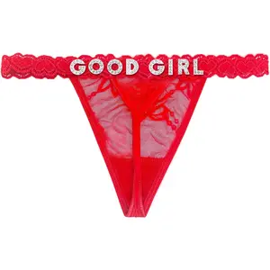 Goddess wardrobe Women's Personalized Thongs with Fun Rhinestone Letters, Custom Name Underwear Panties for Couples