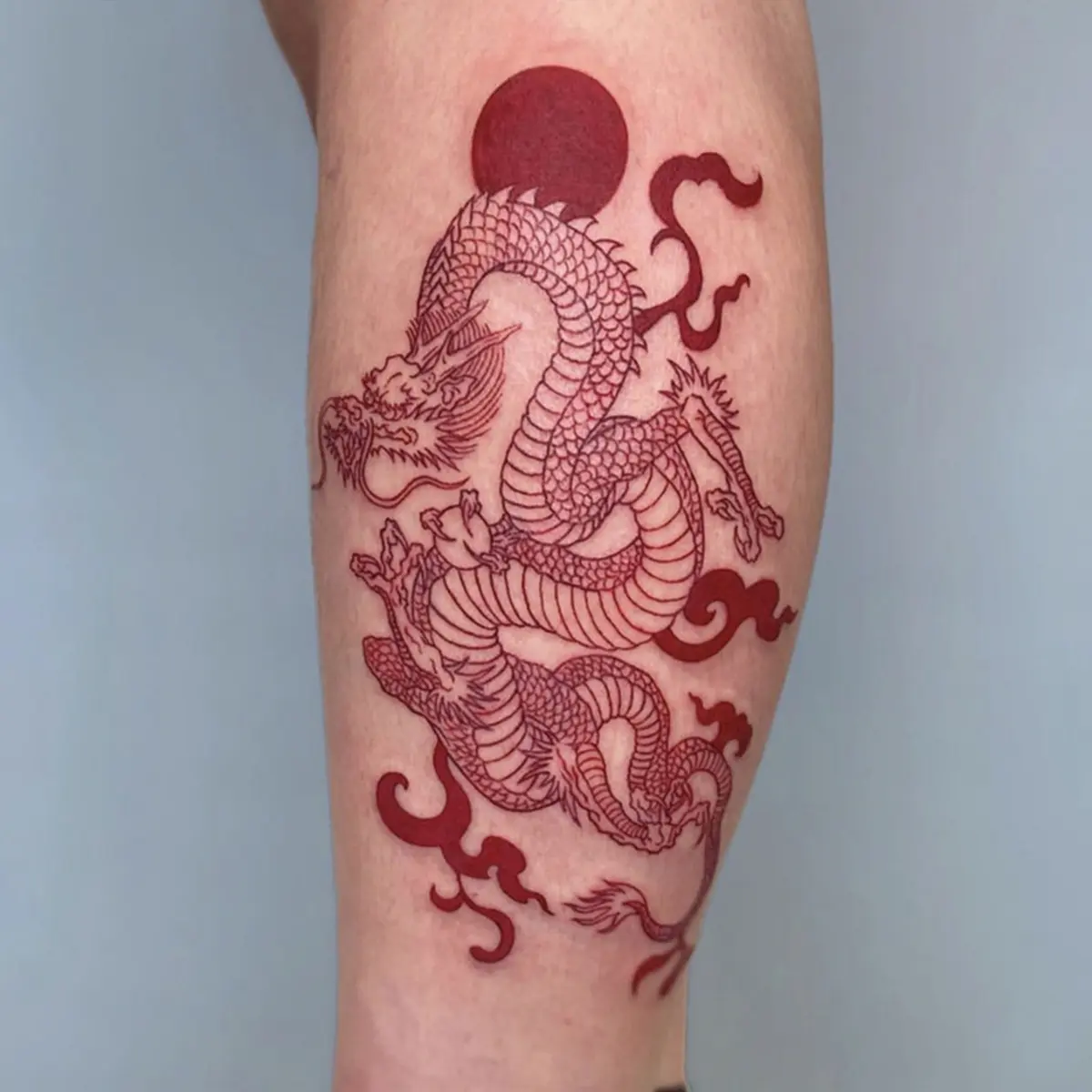 1pc Red Dragon Tattoo Decal, A Waterproof and Long-lasting Temporary Tattoo
