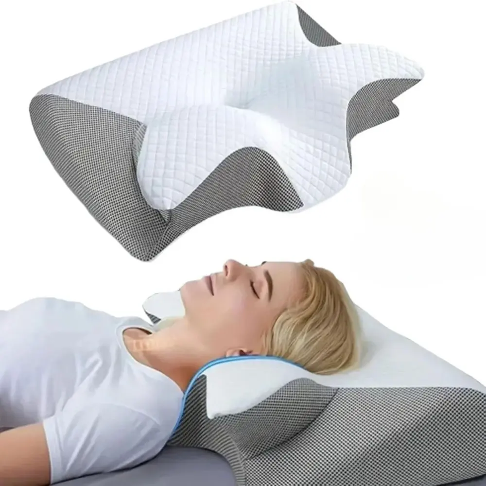 Ergonomic Butterfly Neck Pillow with Armrests, Contoured Travel Rest Cushion for Airplane and Office, Breathable Supportive Headrest Pad for Sleeping and Reading, Portable Bedding Accessory for Home