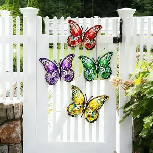 4pcs Colorful Butterfly Metal Wall Decor, Outdoor Fence Iron Art Decoration, Suitable for Bedroom, Balcony, Garden, Courtyard Walls