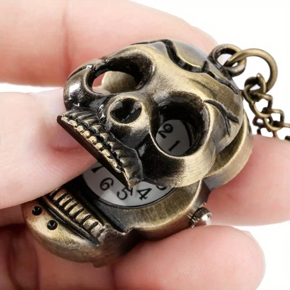 Antique Steampunk Pocket Watch Necklace, Unisex Bronze Alloy Pendant with Carved Edge, Vintage Quartz Timepiece on Long Chain for Halloween & Knit Sweaters, Transparent, Neutral, Pendant Shape, Long Chain Fit, Cosplay‑Ready