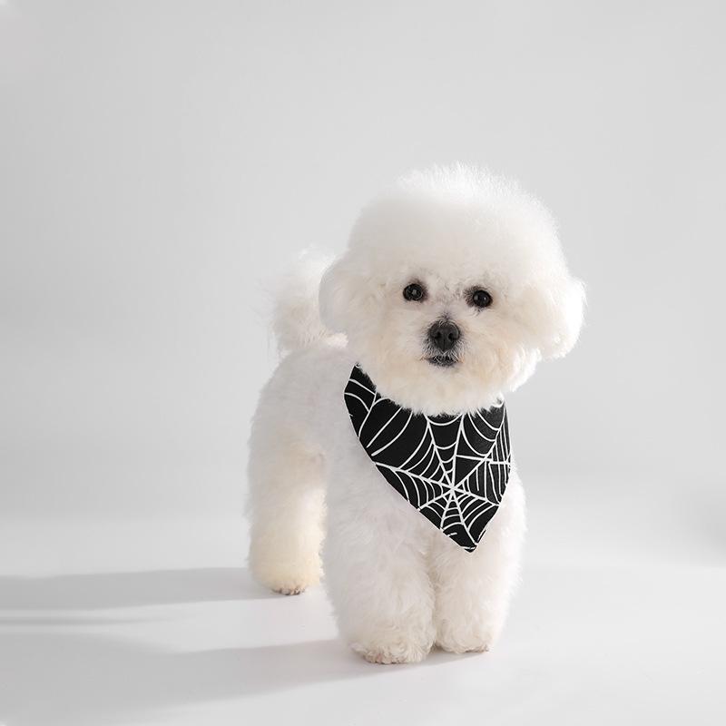Spooky Cute Halloween Dog Bandana| Pumpkin & Spiderweb Pet Triangle Scarf| Washable Puppy & Cat Bib Accessories