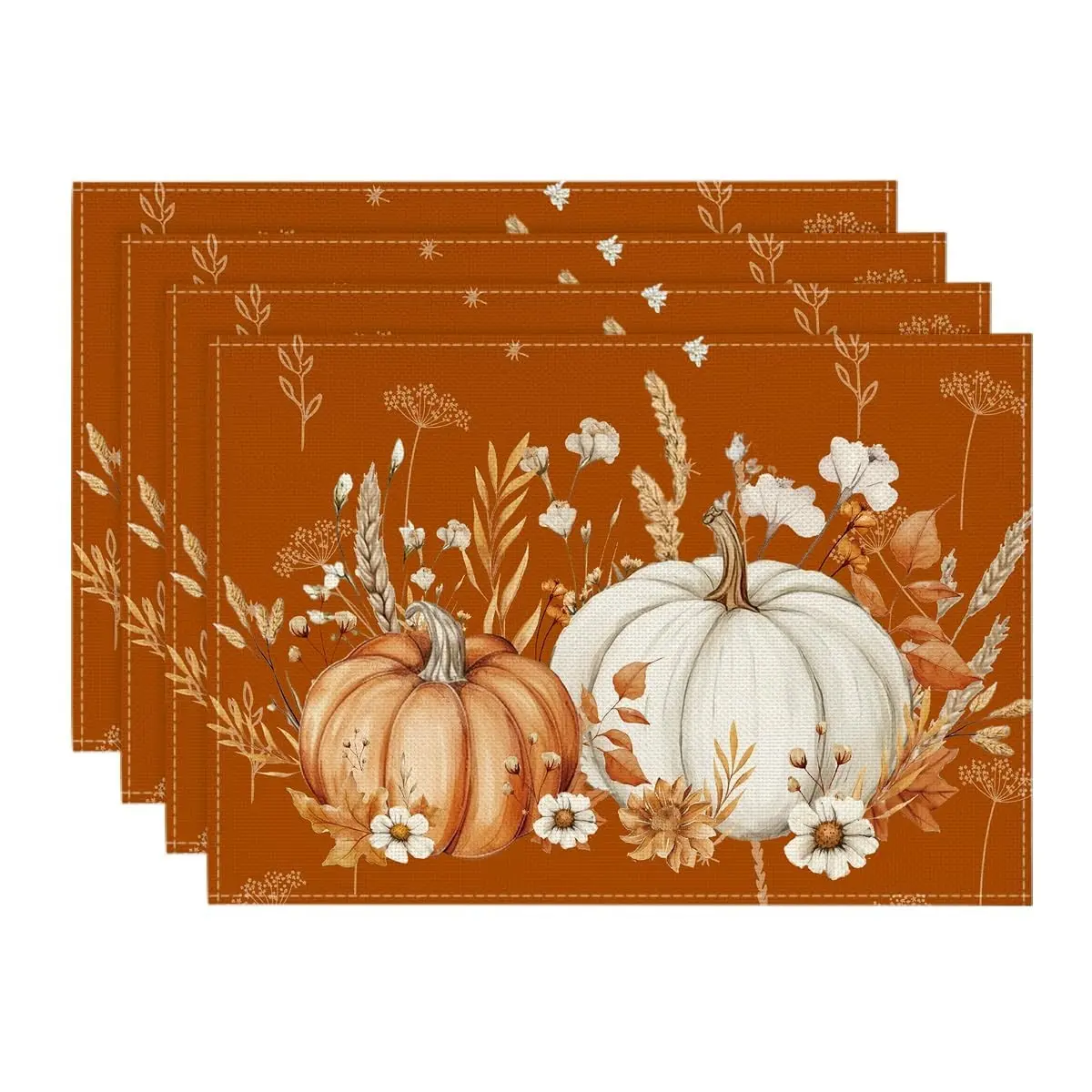 Set of 4 Fall Placemats Pumpkin Maple Leaves Gnomes Pattern Table Mat Autumn Thanksgiving Fall Decorations for Home, Harvest Festival Seasonal Holiday Farmhouse Decorations and Supplies for Home Kitchen Dining Room Table Thanksgiving Home Decor