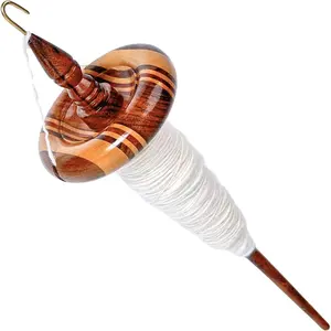Premium Artisan Top Whorl Drop Spindle for Beginner & Advanced Hand Spinning | 11 inch Shaft | 3.25 inch Whorl Diameter | Multi-Wood Satin Finish | Spin Roving into Yarn