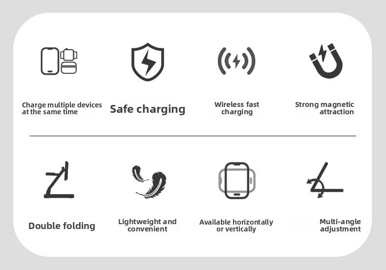 New foldable magnetic three-in-one wireless fast charger suitable for Apple phone stand wireless charging