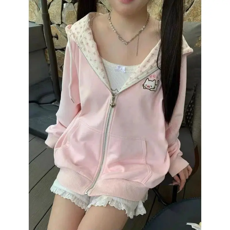 Subculture Sweatshirts Women Harajuku Jacket Long Sleeve Casual Print Coats Korean Fashion Japanese Oversized Y2k Hoodies Tops