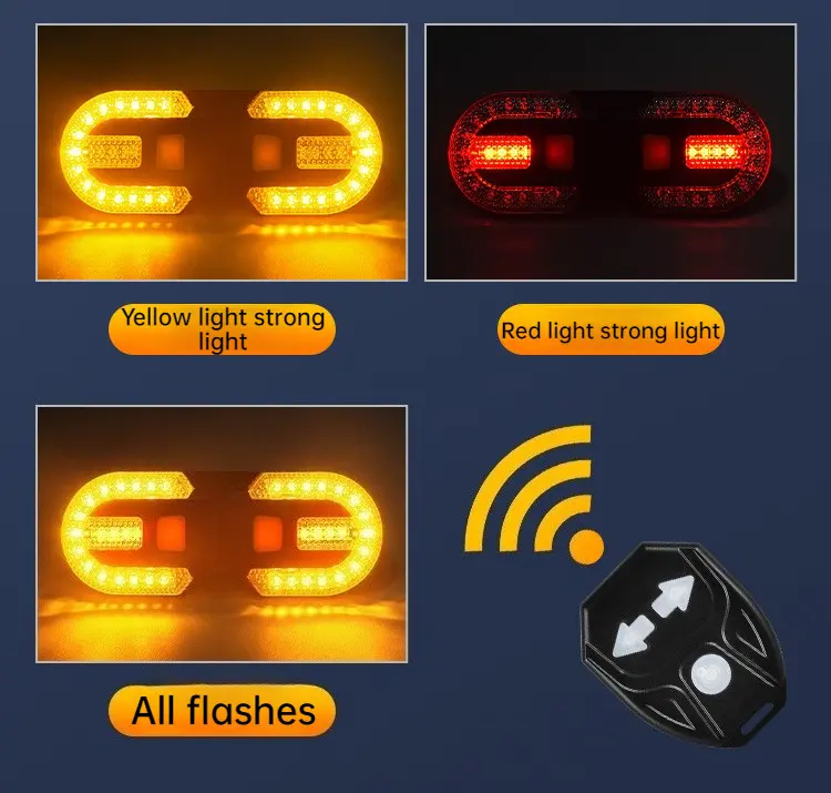 1825 Bicycle Turn Signals with Alarm - USB Charging Controller, Split/Integrated Rear Tail Light, 5 Modes, Waterproof Strobe, Front/Rear Mountable, Portable Bikes Lights & Reflectors