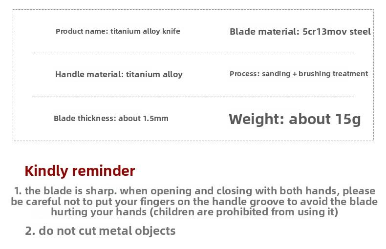 EDC Titanium Mini Folding Knife Keychain Multitool Portable for Package Opening Outdoor Hiking Camping Tool