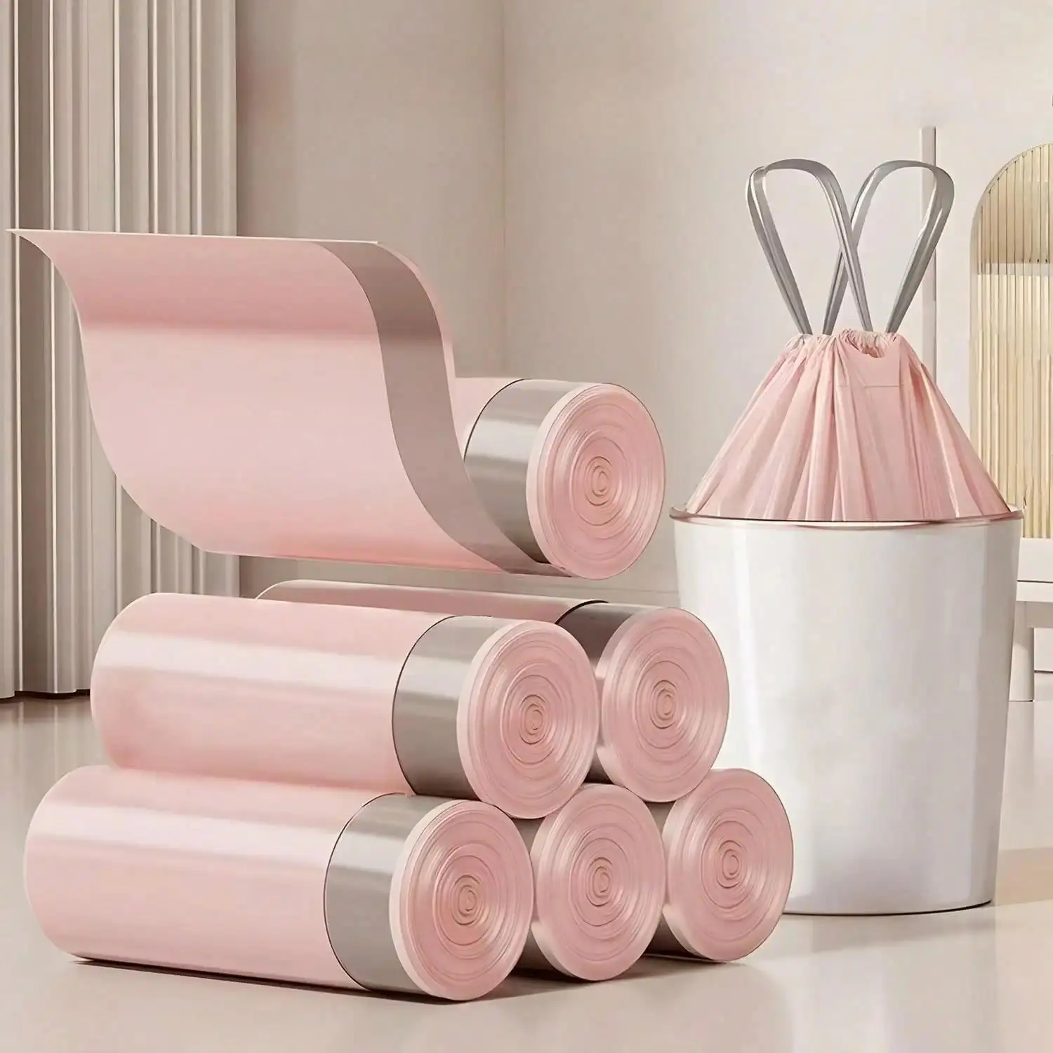 Heavy Duty Drawstring Trash Bags - Garbage Bags, Thickened & Leak-Proof Waste Liners, Tear-Resistant Puncture-Proof Bags