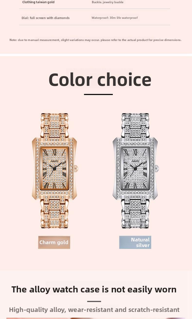 Women's Luxury Rose Gold Rectangle Quartz Watch - Fully Iced Out Diamond Encrusted Wristwatch with Roman Numerals, Stainless Steel Band, Elegant Dress Watch, Perfect Gift for Her