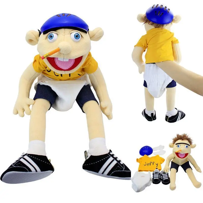 Jeffy Hand Puppet Soft Plush Toy - Jeffy Figure, Stuffed Doll, Sleeping Pillow, Educational Playhouse Gift for Fans, Birthday Present, Huggable Collectible