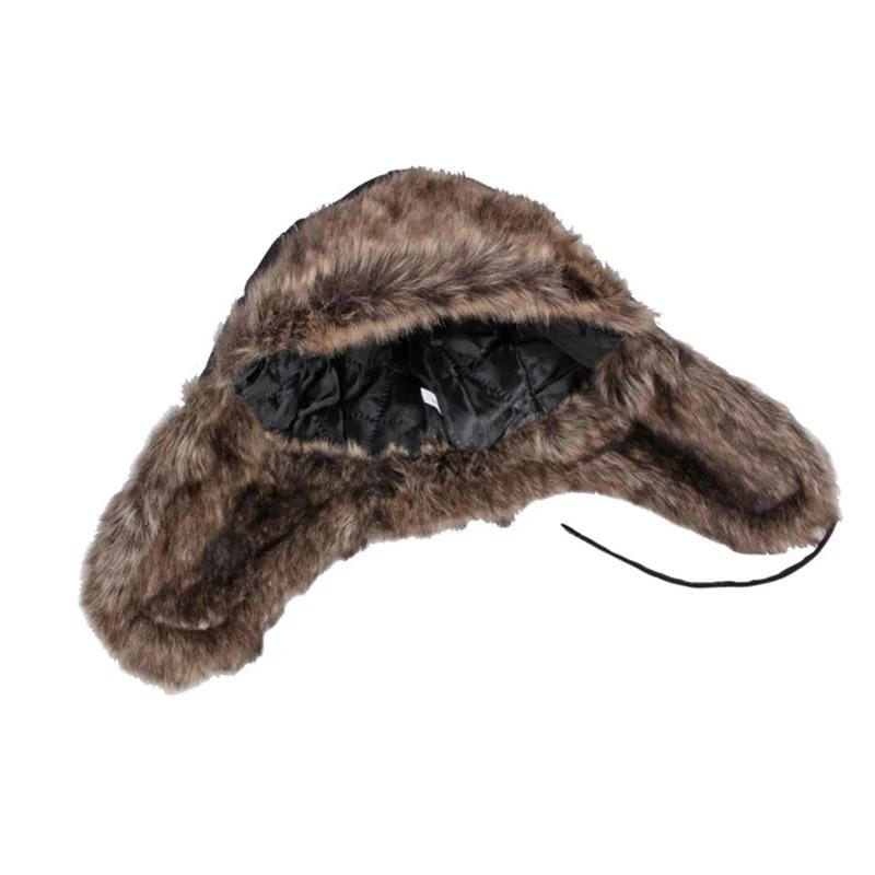 Unisex Winter Ushanka Hat Trapper Aviator Trooper Earflap Warm Faux Fur Leather Waterproof Ski Hat Bomber Cap Ear Protectors Hat