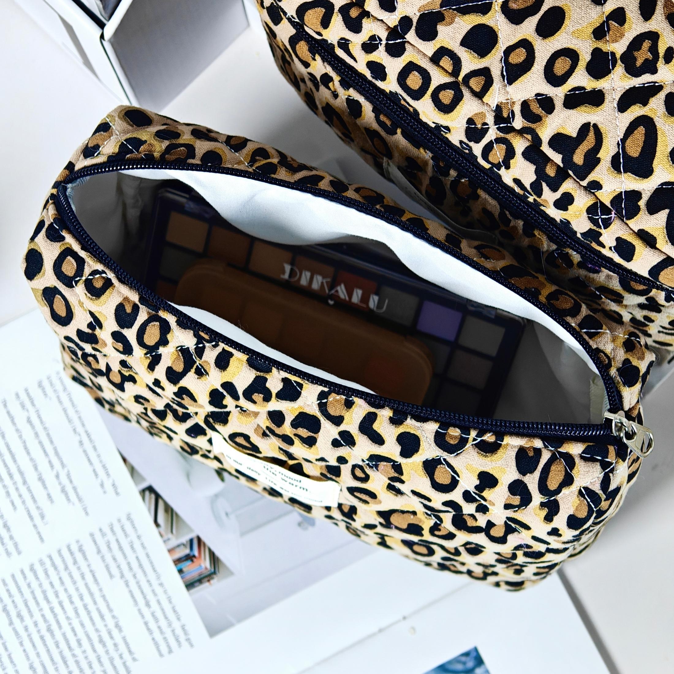 Leopard Pattern Makeup Bag Set, 3 Counts Large Capacity Travel Cosmetic Storage Bag, Zipper Makeup Organizer Pouch, Versatile Storage Bag for Travel & Daily Use, Travel Cosmetic Bags