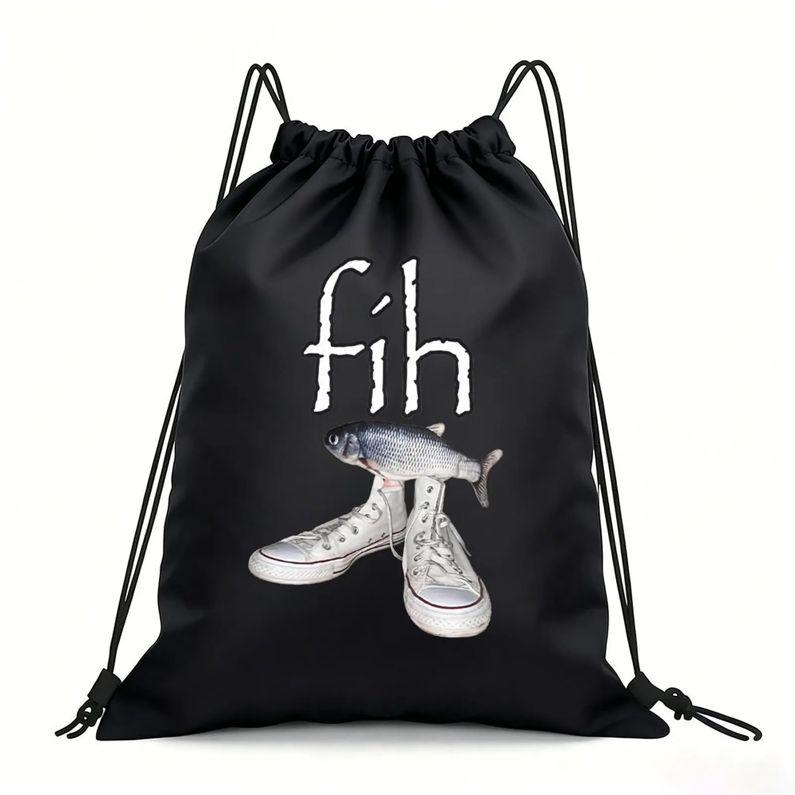 Portable Drawstring Sack Bag with Custom Graphic Print, Waterproof Polyester String Backpack for Gym Workout Swimming Hiking