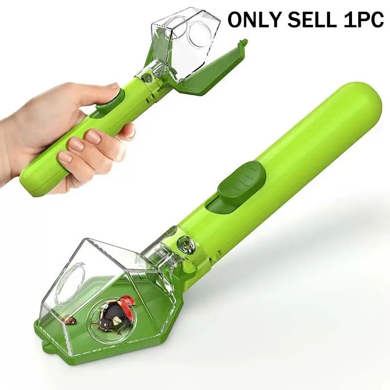 1 Piece Kids STEM Outdoor Bug Catcher with 6X Magnifier, Silent Manual Insect Grabber Safe for Bugs, 2-in-1 Insect Capture & Observation Educational Toy