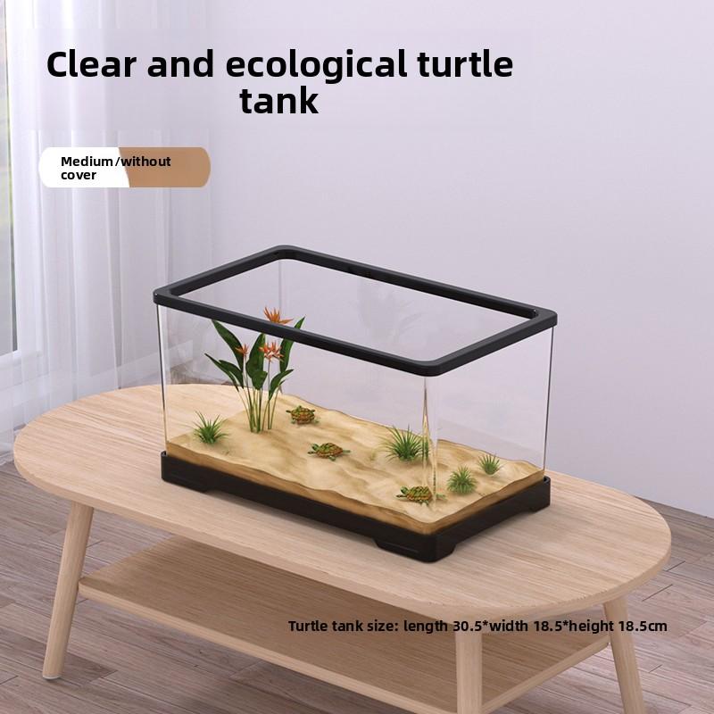Turtle Tank Home Living Room Small Turtle Tank Mini Villa Breeding Box with Basking Platform Special Tank Ecological Fish Tank