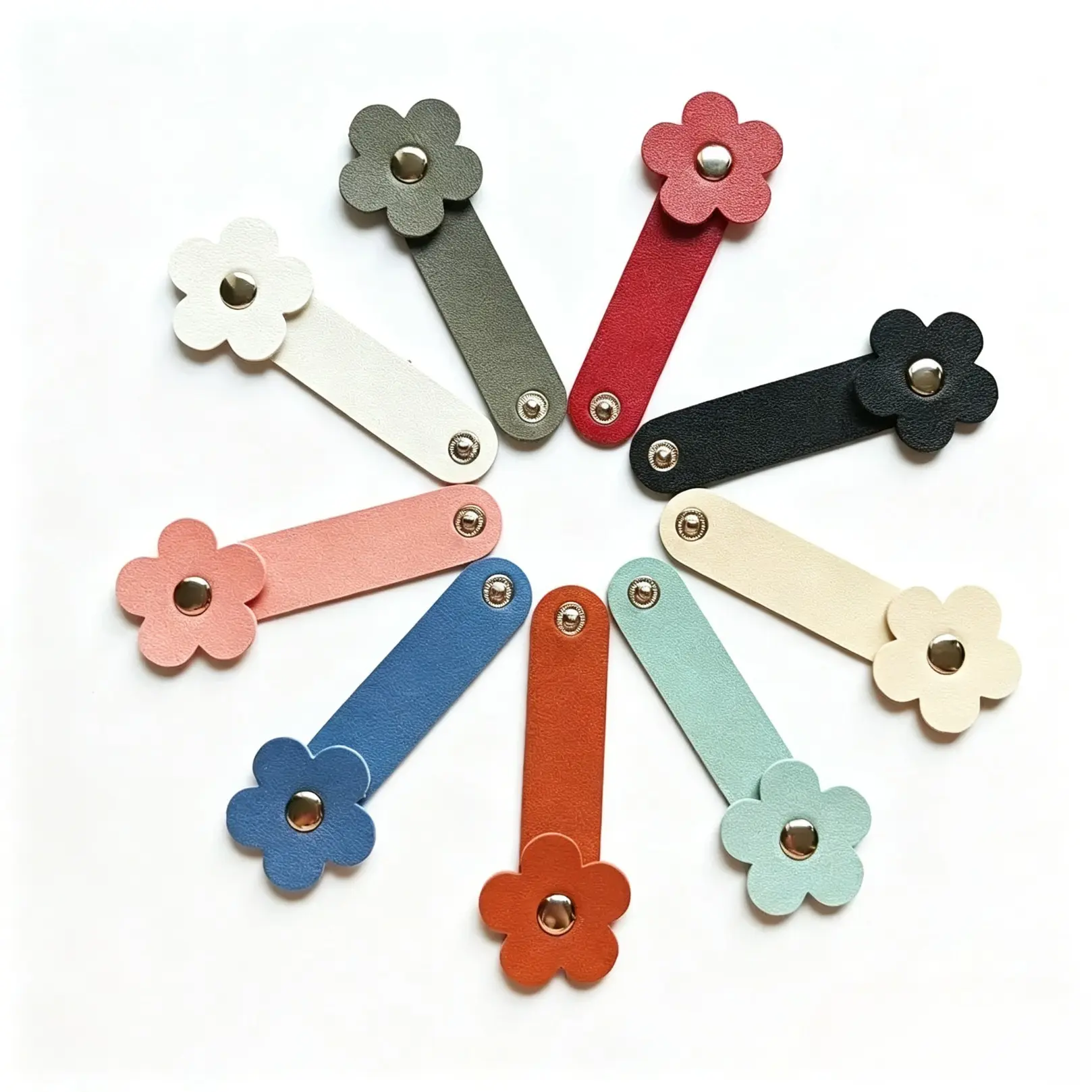Flower Shaped Cable Organizer, 3/6pcs/set PU Leather Cable Organizer, Earphones Headphones Cable Winder Organizer, Desk Organizer for Home Office