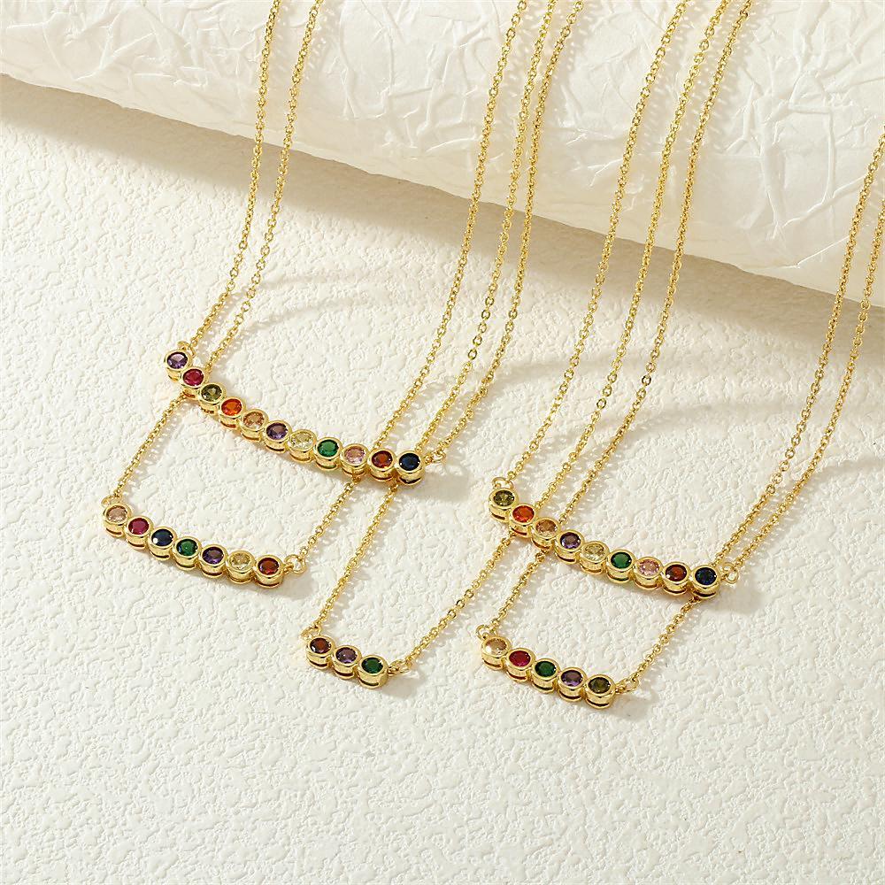 Women’s Birthstone Necklace – Delicate Gold Plated Bar Pendant with Multiple Vibrant Birthstones, Fashion Layering Jewelry for Work, Parties or Travel, Thoughtful Gift Idea for Mom, Grandma, Girlfriend or Wife on Christmas, Valentine’s Day or Birthday