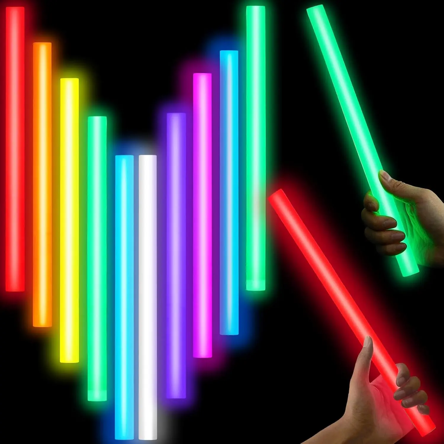 10 Pcs Large Glow Sticks Big Giant Jumbo Halloween Christmas Emergency Light Stick for Camping Accessories, Survival Kitfidget toys
