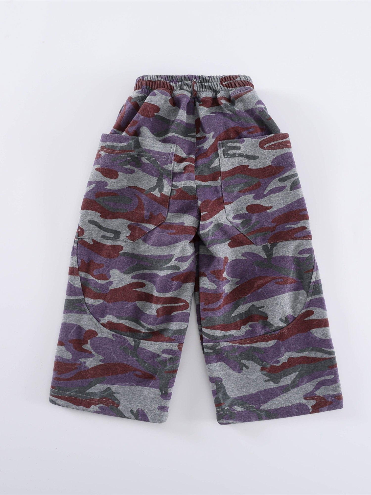 Girls' Camouflage Pants - Elastic Waistband, Camo Pattern, Long Trousers for Fall/Winter, School, Playground - Durable & Easy-Clean Fabric - Casual Outfit Essential, for OutdoorGift