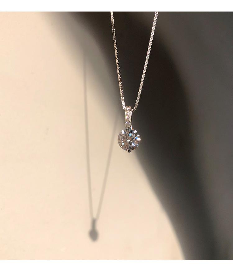 0.5ct Moissanite Pendant Necklace S925 Sterling Silver Dainty Luxury Adjustable Box Chain