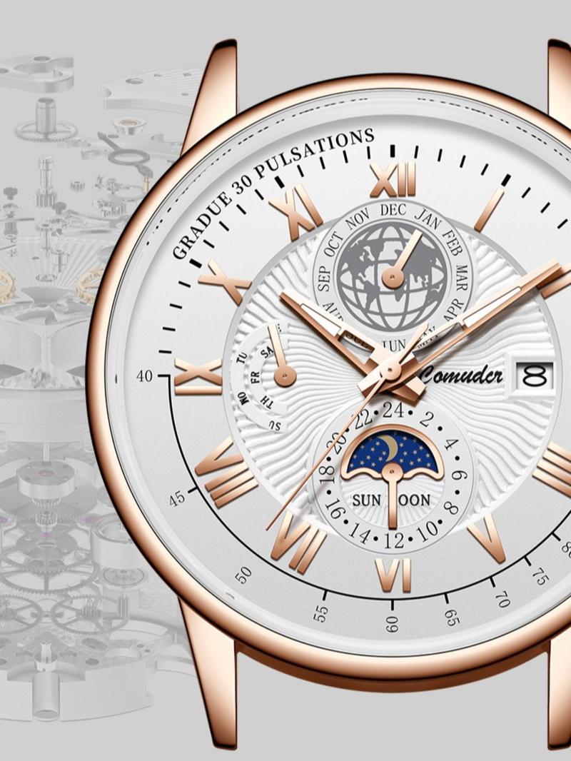 Men's Business Fashion Round Dial Analog Quartz Watch, Fashion Watch for Party, Daily Clothing Decor, Trendy All-match & Exquisite Watch for Birthday Gift with Box, Business Fashion Watches