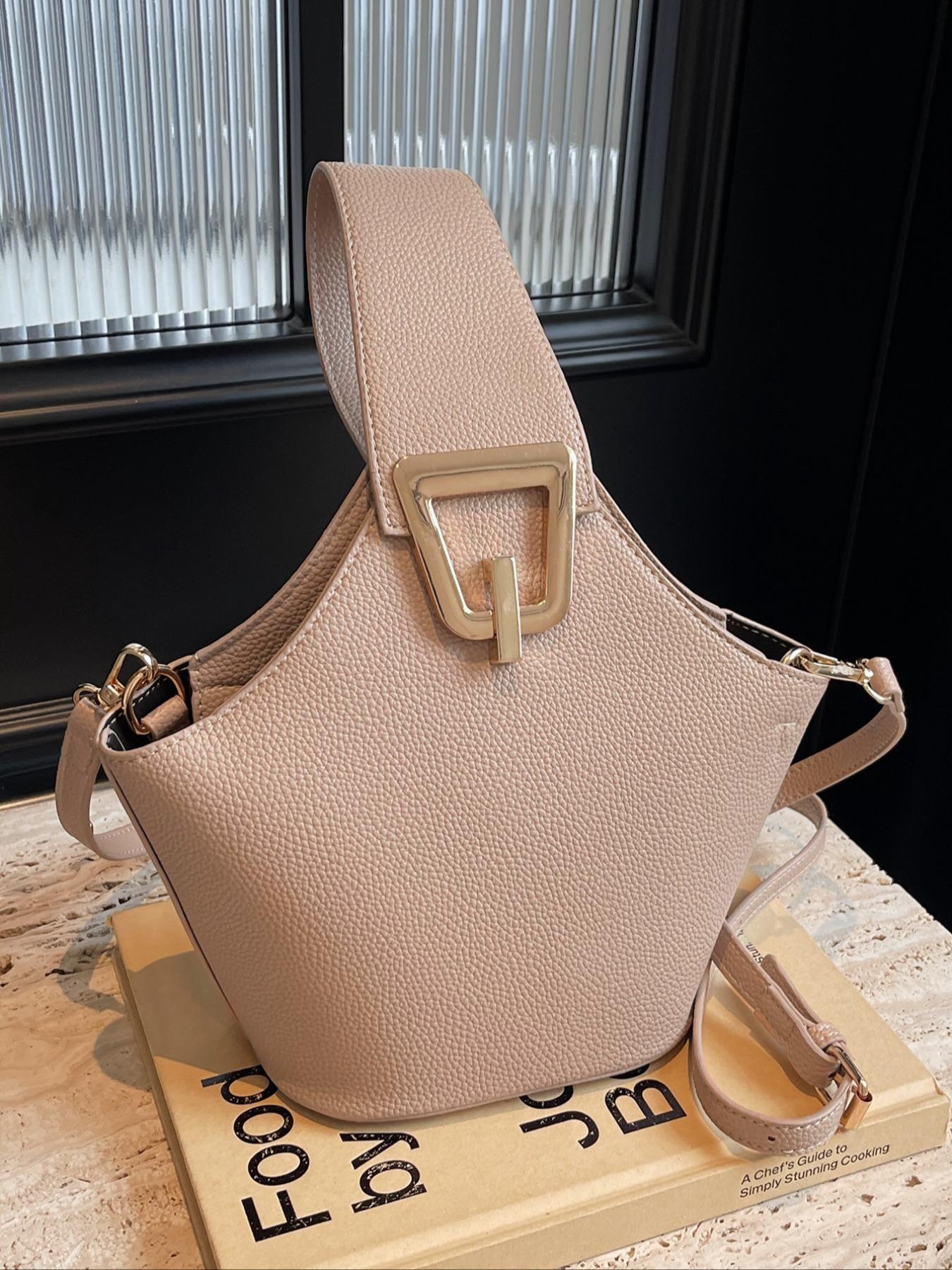 Women's Plain Color Handbag (1 Piece), Casual Pu Leather Zipper Handbag with Bag Strap for Daily Use, Daily Commuting Bag, Casual Commuter Handbag