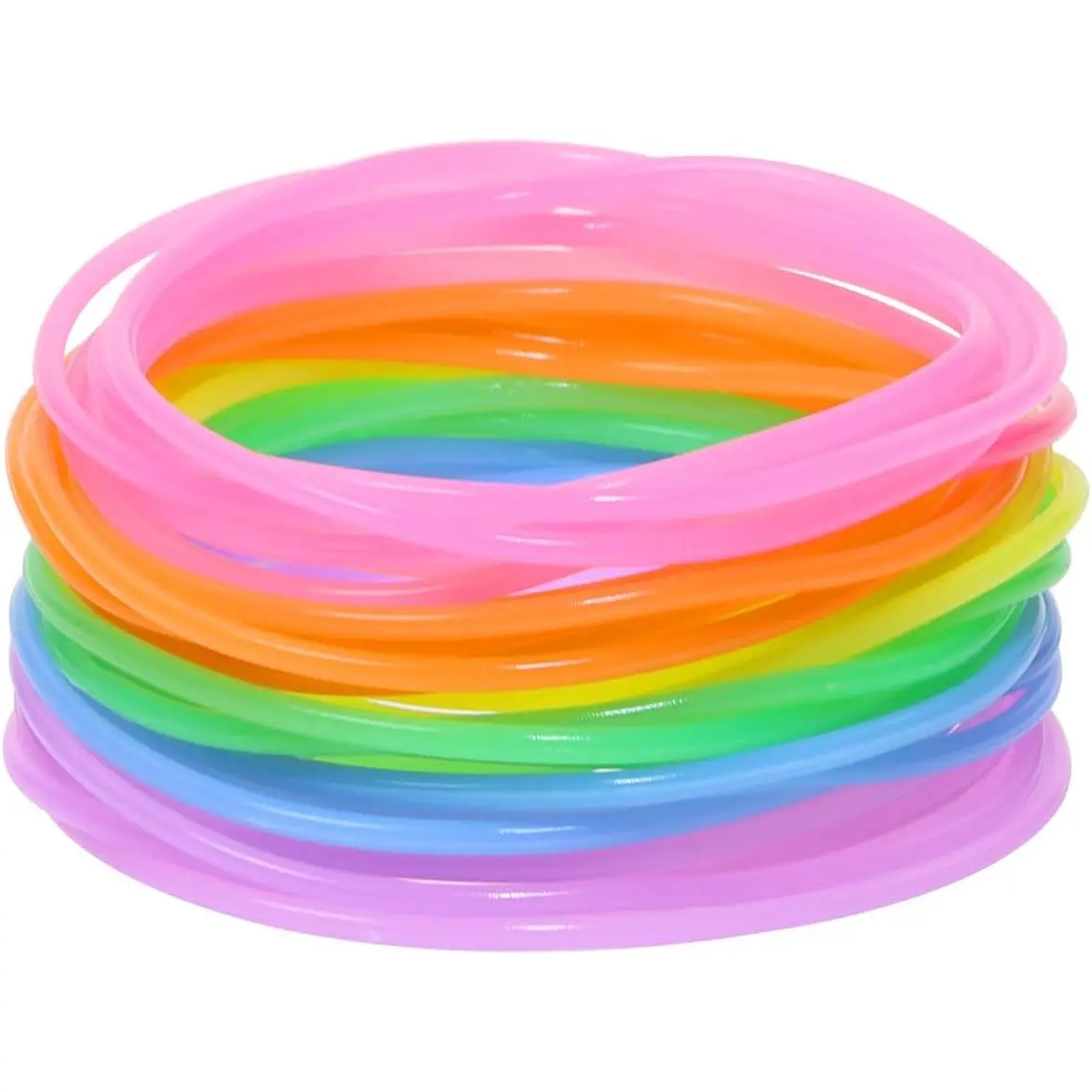 Jelly Hair Tie Bracelet 30 count Neon 80s Adult Size Glow  Wristband Bangle for Women Party Favor Costume Accessories