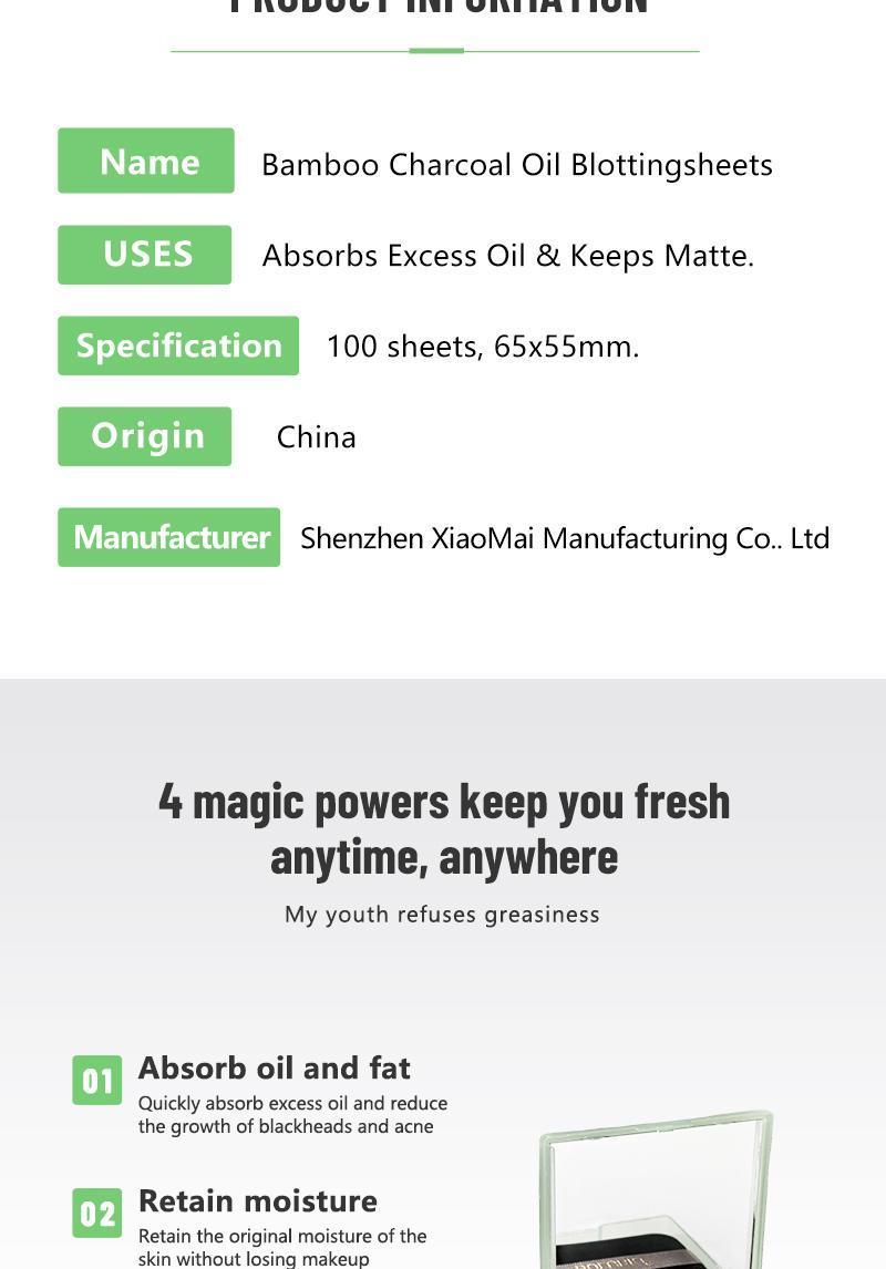 Blotting Papers for Oily Skin & Makeup Lovers - 50 Sheets with Mirror and Powder Puff | Bamboo Charcoal Absorbs Excess Oil, Keeps Skin Fresh and Matte Throughout the Day