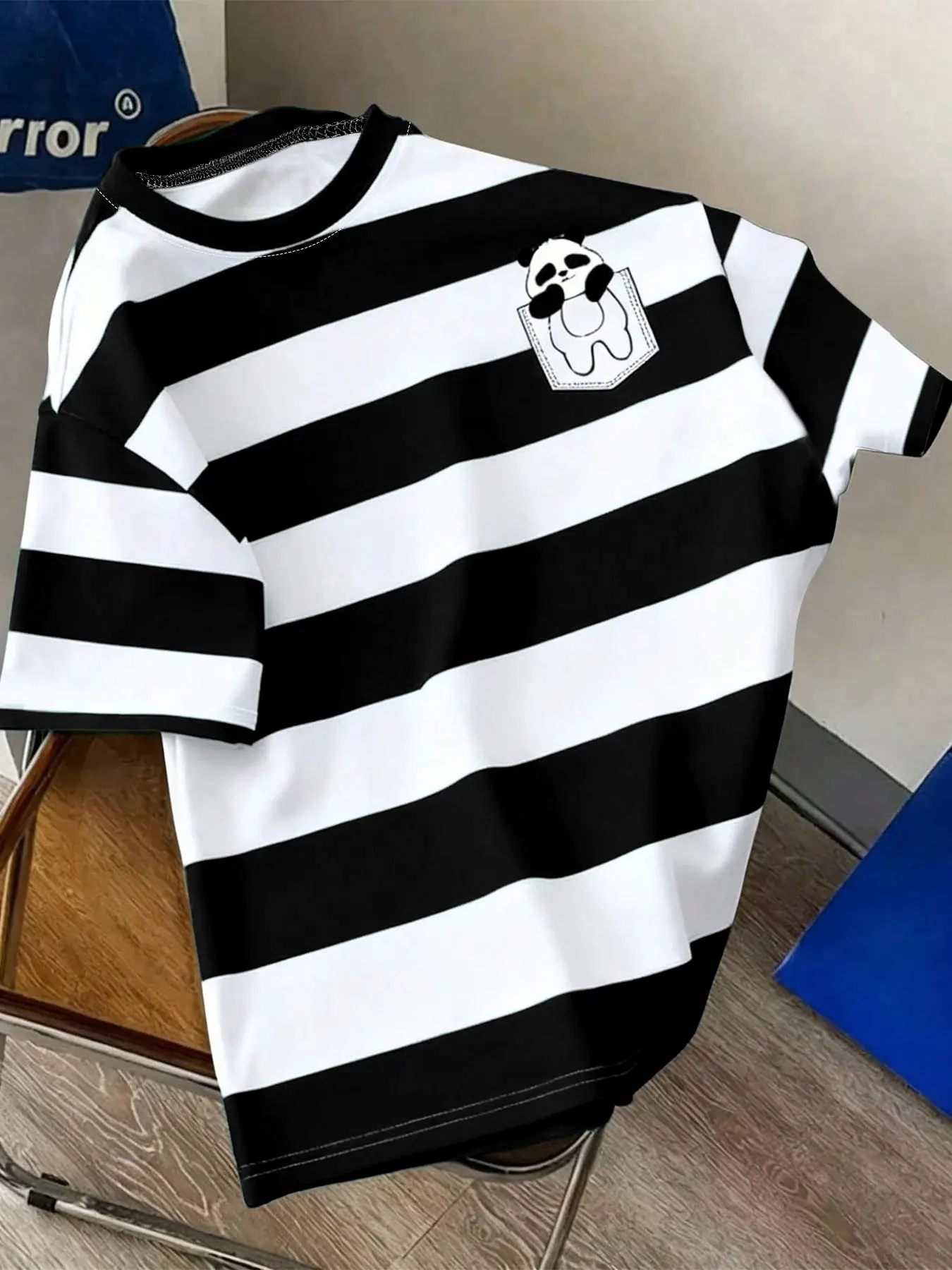 Men's Fashion Streetwear Sporty T-Shirt, Creative Panda Print, Comfortable Fabric, Versatile Color, Loose-Fit, All Seasons