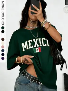 Women's Vintage Loose Mexican Name Graphic T-Shirt, Y2K Aesthetic Style, Casual Streetwear, Short Sleeve, Perfect for Trendy and Parties