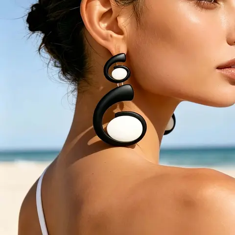 Elegant Fashion Dangle Earrings for Women, Stylish Jewelry, Geometric Design with Color Block, Perfect for Daily Wear, Parties, and Vacations